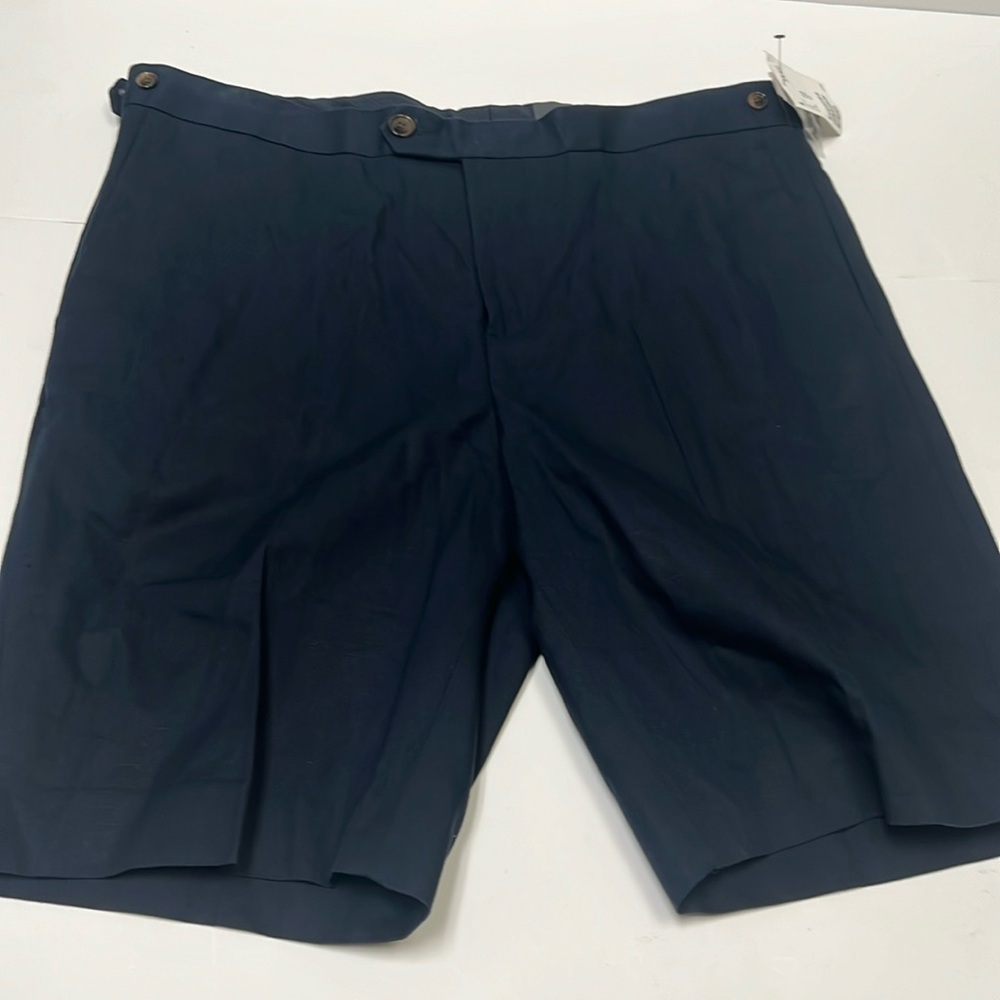 H&M Solid Navy Blue Flat Front Shorts  with pockets waist 38R